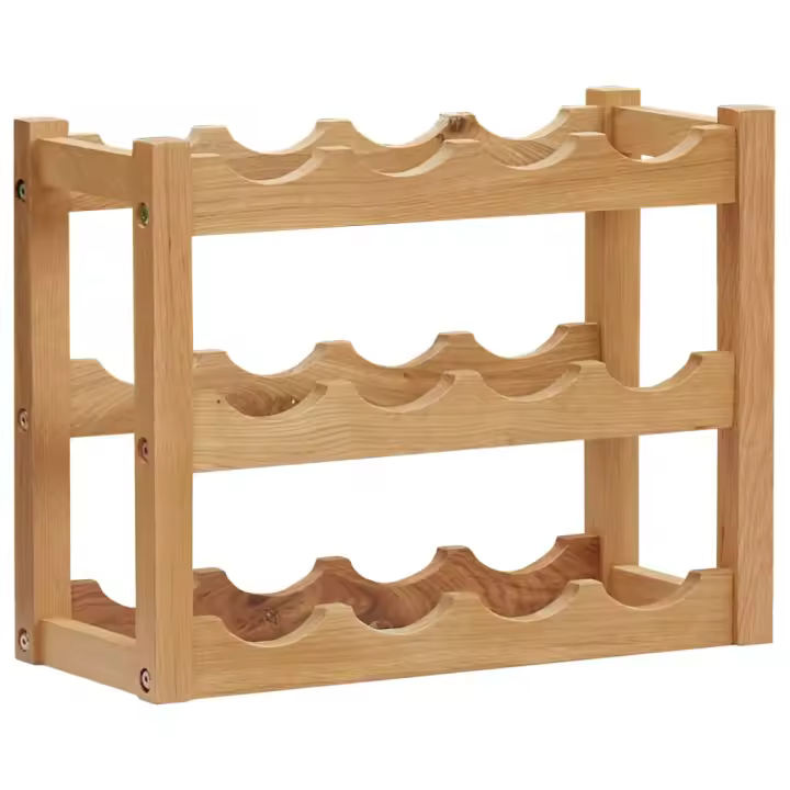 vidaXL Botellero para botellas madera maciza de roble 37x21x21 cm en Set de 6/12 - 1