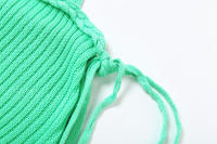 Vestido De Encaje Sin Espalda Nibber Para Mujer Con Abertura Irregular Y Cuello En V Cruzado En La Banda Baja Y Laterales Para Fiestas De Playa Y Vacaciones - details 6