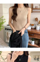 Top De Hombros Descubiertos Para Mujer Verde Tejido Basic Casual O-Neck Sin Mangas Alta Estiramiento Ajuste Slim Para Verano - details 12