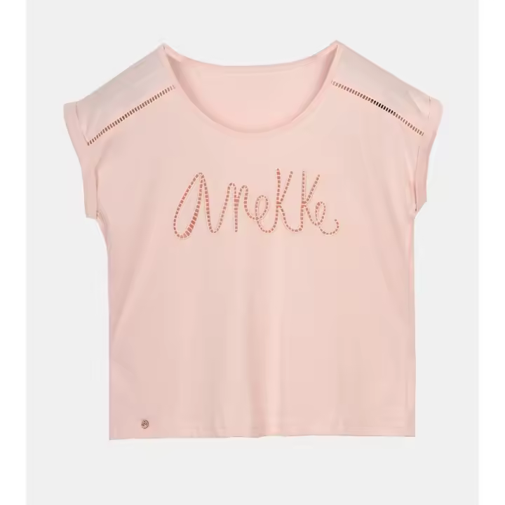 Anekke Hollywood - Camiseta de Mujer Rosa - Manga Corta y Cuello Redondo - Logo de Anekke Troquelado - 100% Algodón - Talla S/M y L/XL - 1