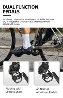 Pedal De Bicicleta 2 En 1 Con Clevatina Gratis Para Sistema SPD MTB Carretera Aluminio Antideslizante Con Rodamiento Sellado Accesorios De Bloqueo - details 3