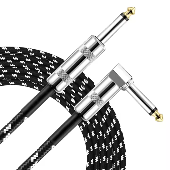 Cable De Guitarra Eléctrica 10 Ft Instrumento Amplificador De Bajos Cable De Audio 1/4" Angulo Derecho a Recto Para Guitarra Eléctrica Y Amplificador De Bajos - 1