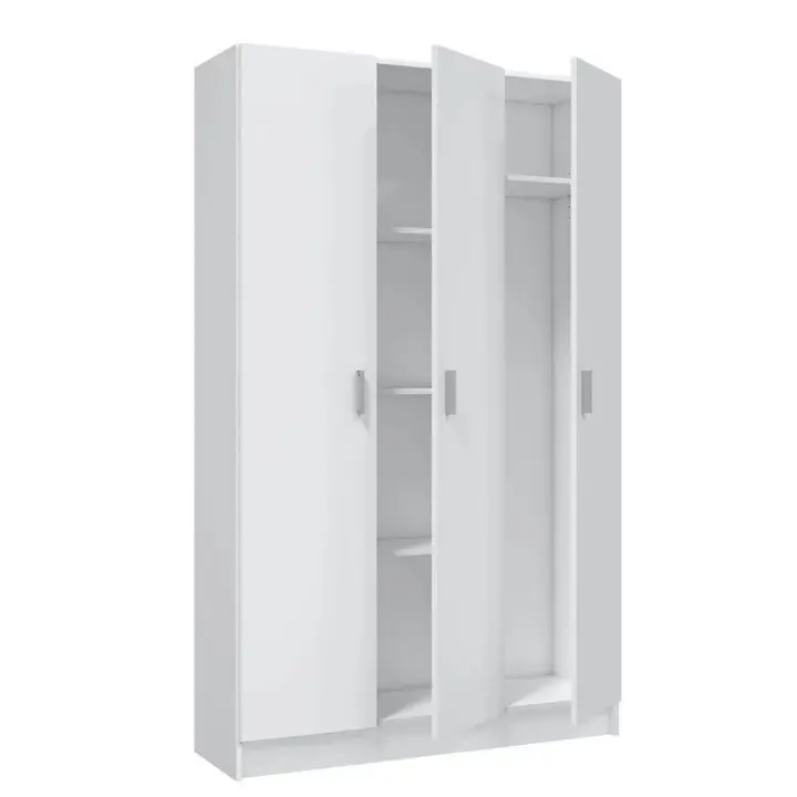 Meimon MULTIUSOS Armario escobero 3 puertas con 4 estantes regulables en altura, fabricado en tablero melaminizado con cantos melamínicos, trasera MDF, bisagras y soportes metálicos, tiradores ABS gris aluminio, tacos ABS antirruido - 1