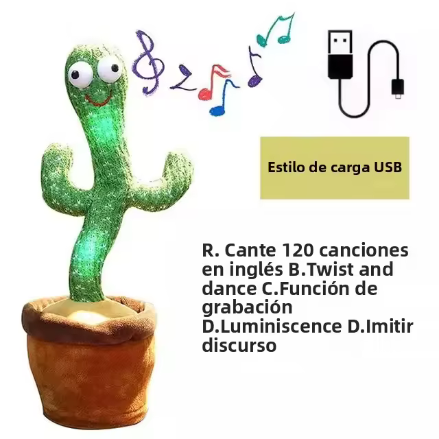 Muñeco De Peluche De Cactus Que Danza Y Habla Juguetes Electrónicos Interactivos Con Luz Y Música Regalo Educativo Para Niños - 1