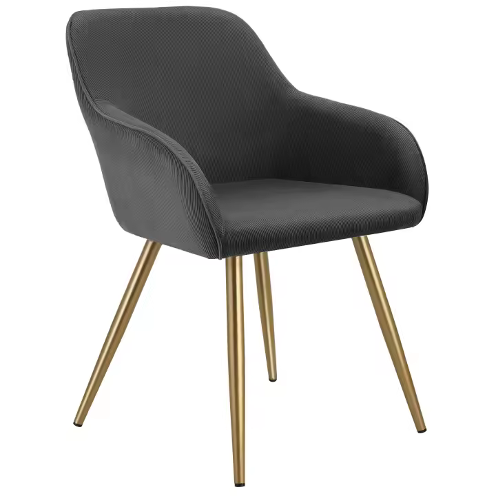 Tectake - Silla de comedor Marilyn 58 x 62 x 82 cm, Tejido acolchado de pana, Silla para salón o dormitorio, Mueble moderno, Respaldo continuo, Patas de acero esbeltas, Pies regulables en altura, Sillas para salón modernas, Capacidad de carga 120 kg - 1