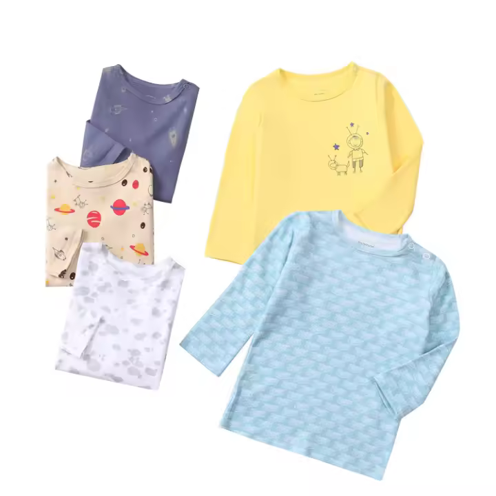 Ropa Infantil de juguete para mamá y Bebé, camiseta de manga Larga con estampado de Dibujos animados para el hogar, Caja De Regno de Cinco piezas de Colores combinados - 1