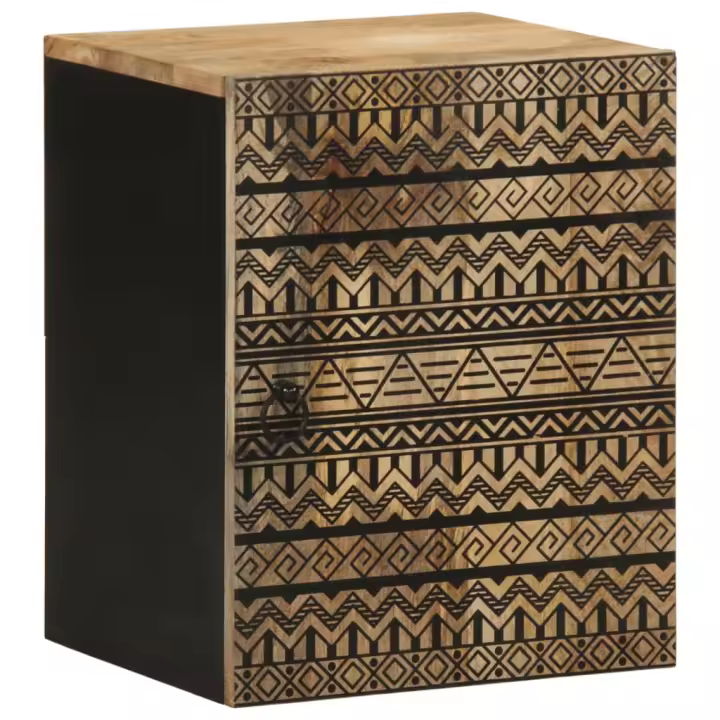 vidaXL Armario colgante baño madera maciza mango negro 38x33,5x48 cm - 1