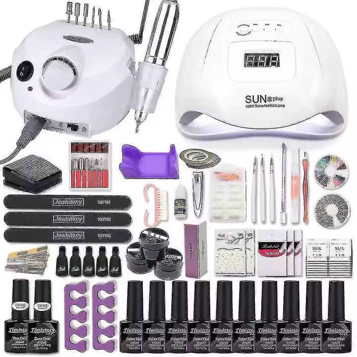 Nail Art Set 120/80/54w Uv Led Lamp Gel Nail Polish Set Electric Nail Drill Nail Art Set- - 1