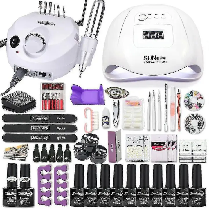 Nail Art Set 120/80/54w Uv Led Lamp Gel Nail Polish Set Electric Nail Drill Nail Art Set- - 1