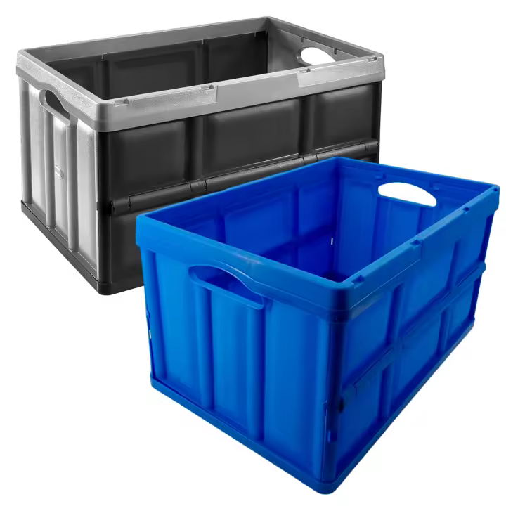 Set 2 cajas Tontarelli plegables 46L/62L plata y negro, azul y negro - 1