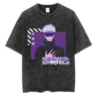 Camiseta Harajuku Japón Anime Streetwear Gráfico Algodón Verano Manga Corta Impresión Jujutsu Kaisen Vintage Lavada Para Hombre - details 6