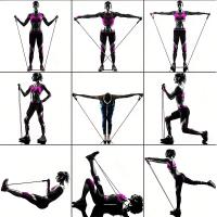 Cuerda De Resistencia Multifuncional Para Fitness 5 Tubos Elásticos Pedal De Yoga Aparato De Entrenamiento De Abdomen Y Extensión Para Músculos Diversos - details 9