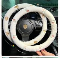 Nueva Creativa Funda De Volante De Coche Oso De Dibujos Animados Invernal Con Flor Antideslizante Moda Funda Para Manillar - details 12