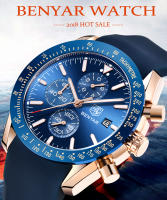 Reloj De Cuarzo Para Hombre BENYAR Lujo Casual Con Correa De Silicona Cronógrafo Militar Resistente Al Agua 30M Manos Luminosas Estilo Fashion & Casual - details 0