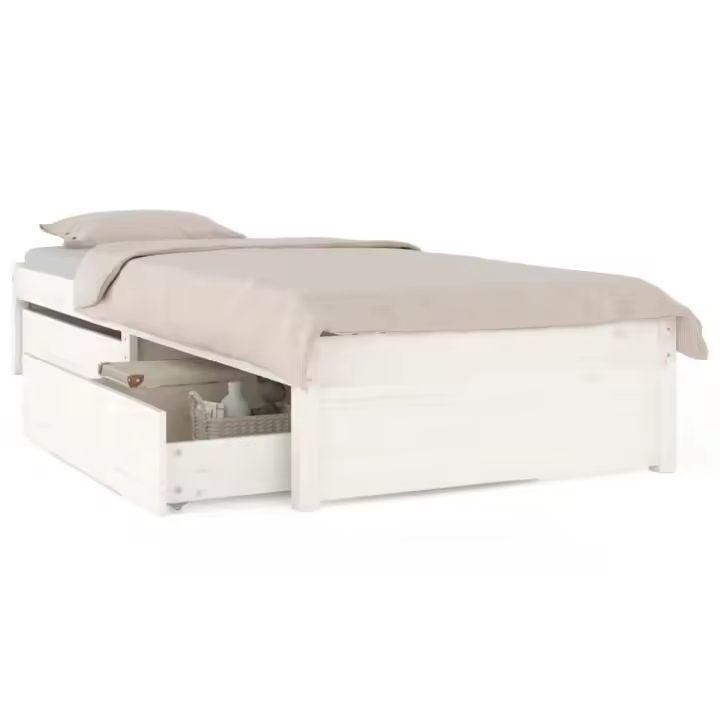 vidaXL ESTRUCTURA DE CAMA CON CAJONES BLANCO 75X190 CM - 1