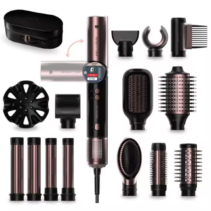 Cecotec Moldeador de Pelo 14 Cabezales AirGlam 14in1 Flex Black. 1400W, 110000RPM, Pantalla, Tecnología Coanda, Motor Brushless - 1