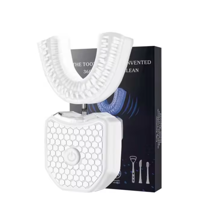 Cepillo De Dientes Eléctrico En Forma De U Para Adultos Limpieza Oral Portátil 360° Con Escáner De Lengua Y Cepillo De Dientes Incluido - 1