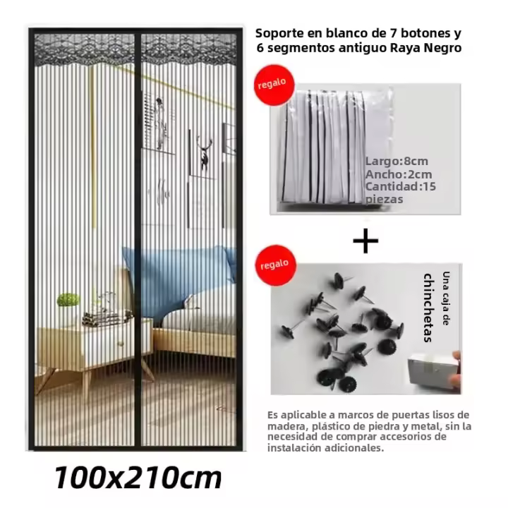 Cortina Magnética Para Puerta 100x210CM Repelente De Mosquitos Y Bugios Cierres Automático - 1