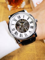 Reloj Mécanico De Lujo Para Hombre WINNER Diseño Minimalista Con Manos Luminosas Cuerda De Correa De Cuero Casual Adecuado Para Negocios - details 5