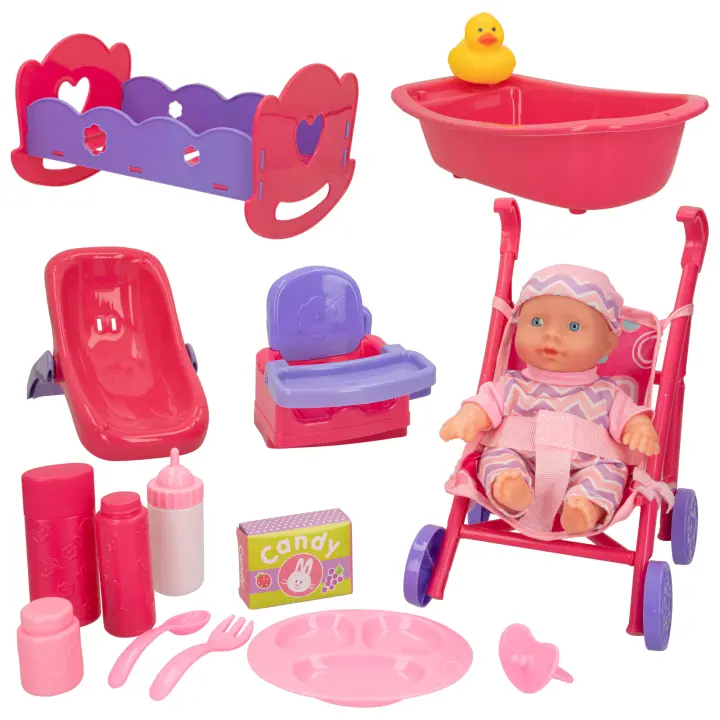 Set muñeca bebé de 20 cm c/ropita y accesorios Colorbaby's - 1