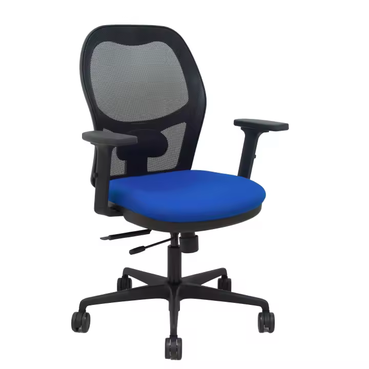 Silla Jorquera traslack malla negra asiento bali azul brazos 2D ruedas 65 - 1