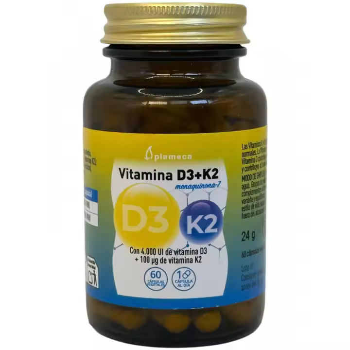 Vitamina D3 + K2 60 cápsulas de Plameca - 1
