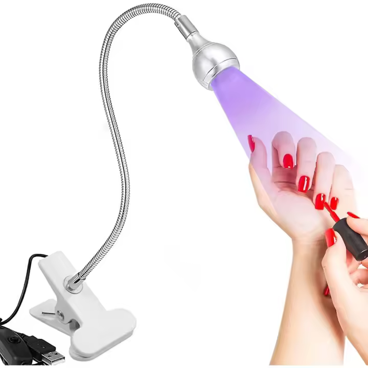 3W secador de uñas lámpara UV profesional adhesivo Curado lámpara con Cabeza ajustable Plata Dedo secador de uñas lámpara UV - 1