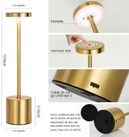 Lámpara De Mesa LED Recargable Toque Metal Con Luz Nocturna Ambiental En Tres Colores Decoración Exterior Creativa Para Dormitorio - details 3