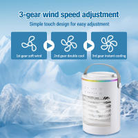 Aire acondicionado portátil, mini enfriador de aire 3 en 1, ventilador silencioso, 3 velocidades, 2 modos de pulverización, 600 ml, con asa, ideal para dormitorio y oficina, anillo de luz ambiental. - details 5