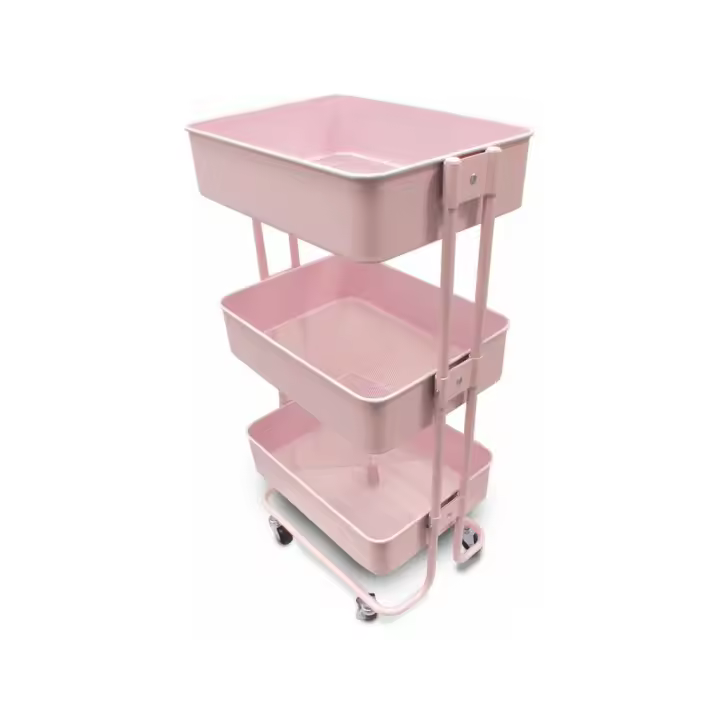 Carrito Multiusos para Manualidades de Color Rosa con 3 Bandejas - 1