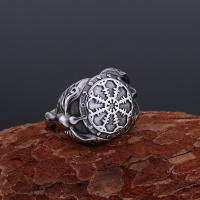 Anillo De Acero Inoxidable Nórdico Con Runas Awe Helmet De Odin Cuervos Huginn Y Muninn Aegishjalmur Anillo Nórdico Para Hombres Joyería De Leyendas Mitológicas - details 4