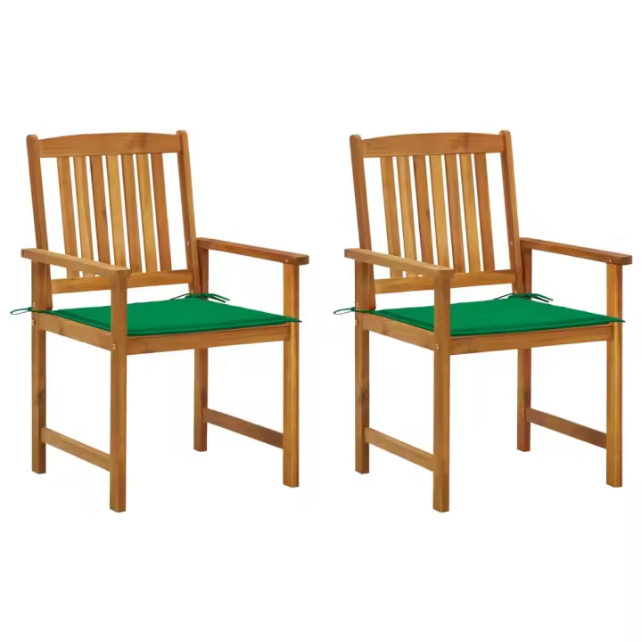 vidaXL Sillas de jardín 2 unidades madera maciza de acacia y cojines - 1