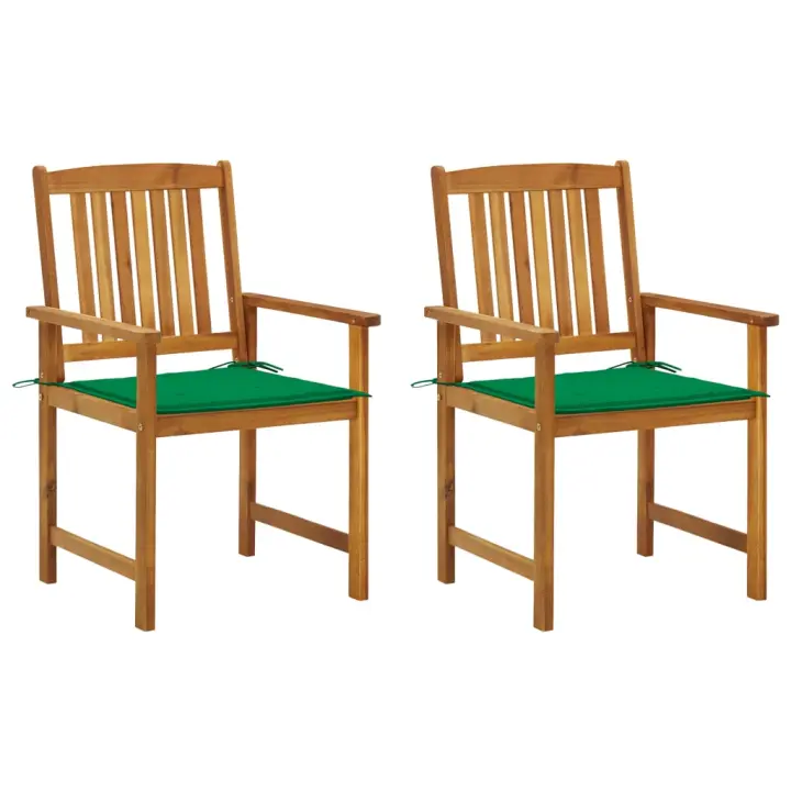 vidaXL Sillas de jardín 2 unidades madera maciza de acacia y cojines - 1
