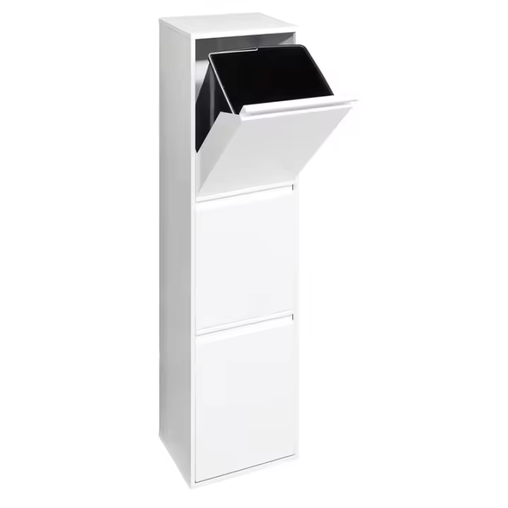 ARREGUI Basic Cubo de Basura y Reciclaje de Acero de 3 Compartimentos | Cubos de Basura de Cocina | Contenedores de Reciclaje para Casa u Oficina | 3x17L (51L) - 1
