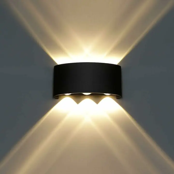 Luces de Pared LED Exterior Interior Impermeable IP65 Aluminio Negro (6W-Negro-Blanco Cálido) - 1