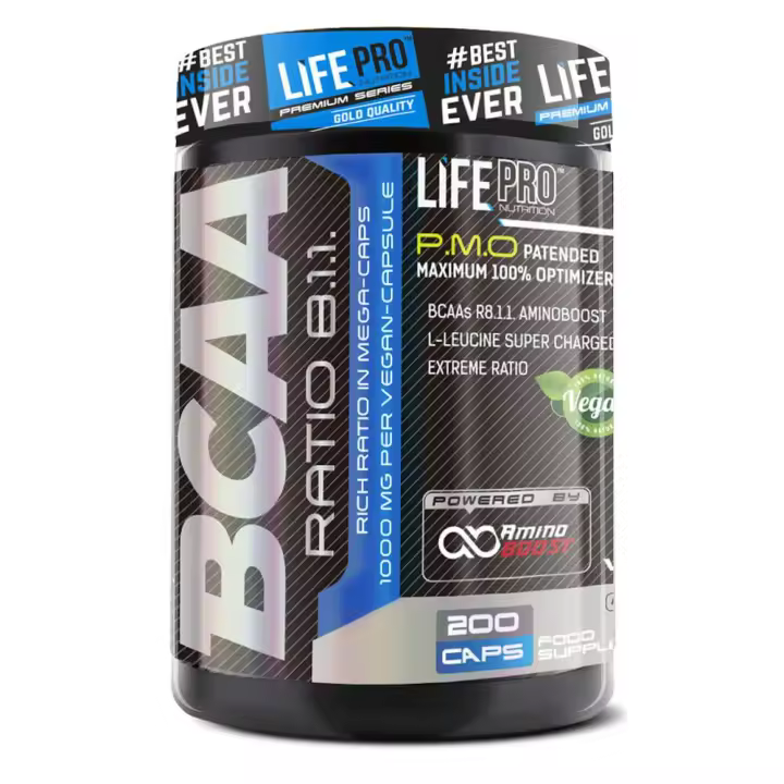 LIFE PRO NUTRITION BCAA PRO 8:1:1 1000MG 200 CAPS - Aminoacidos de Cadena Ramificada - Formato en Cápsulas para Llevar! - 1