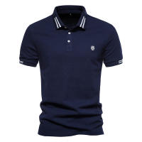 2024 verano nuevo estilo solapa tamaño europeo rayas decorativas algodón POLO camisa bordada casual hombres color sólido tops de manga corta - details 5