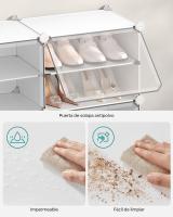 Zapatero Modular de Plástico con 6 Compartimentos y Puertas - Estantería de 30x40x30 cm por Cubo, Marco de Acero, Paneles de Plástico, Color Blanco - details 5