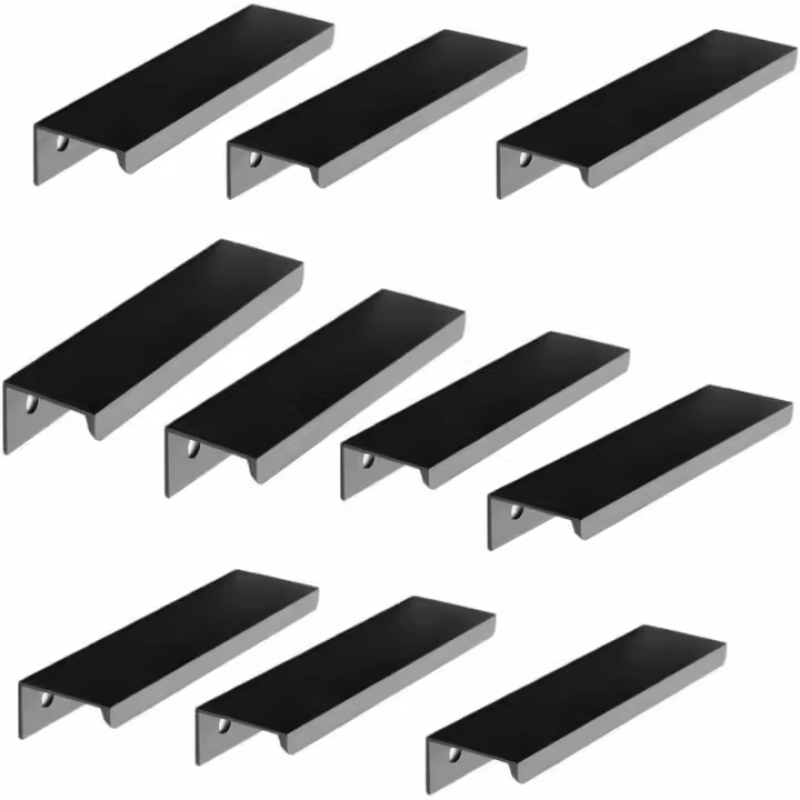 Paquete de 10 manijas negras para gabinetes de cocina y muebles, tiradores de cajones (96 mm, negro) - 1