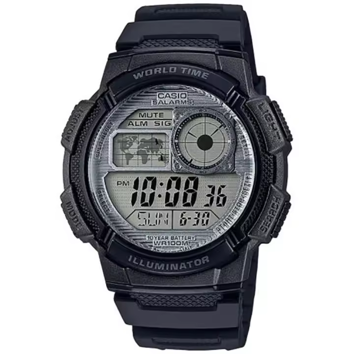 Reloj CASIO Digital AE-1000W-7AVEF Reloj correa caucho negra para hombre. - 1