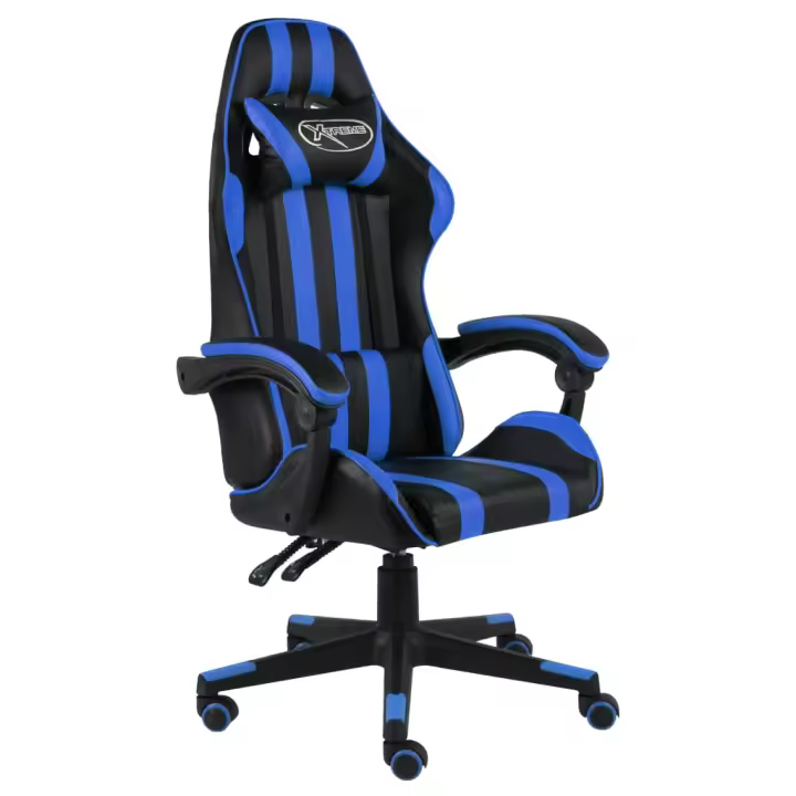 vidaXL Silla gaming de cuero sintético negro y en color Azul/orange/Verde y más | cómodas modernas ergonómicas para comedor cocina salón hogar - 1