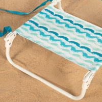 Aktive - Silla baja plegable de playa con respaldo, estructura de acero y asiento de poliéster, ligera y compacta, soporta hasta 110 kg, 47x48x50 cm, diseño azul, colección "Maldivas", sillas plegables - details 2