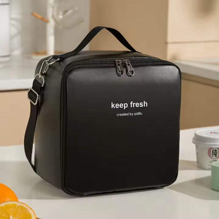 Bolsa De Almuerzo Impermeable Para Mujer En Cuero PU Con Bolsa De Hielo Aislada Porta Comida Térmica Bolsa Carrier De Bebida - 1
