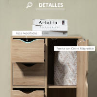 HOMCOM Armario de Salón Aparador Auxiliar con 4 Cajones 1 Puerta y Estante Interior Mueble de Almacenaje Multiusos para Baño Dormitorio Comedor 54x29x83 cm con Grano de Madera - details 5