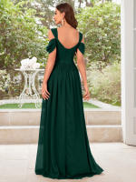 Vestido De Noche Elegante Para Mujer Unithorse Con Hombros Finos Manga Corta Cintura Ajustada Y Abertura En El Lado Chiffón Formal Para Damas De Honor - details 19