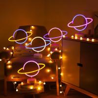 Lámpara Neón LED De Forma Planetaria Tierra Para Decoración De Pared Hogar Y Fiestas Luz Nocturna Con Batería Incluida - details 0