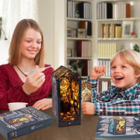 Kit De Nook De Libros DIY Con Luz 3D Puzzle De Madera Miniatura De Casa De Muñecas Decoración De Estante Inserto Modelo De Casa De Muñecas - details 6
