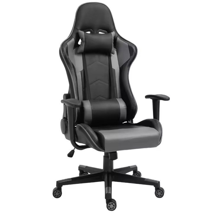 Vinsetto Silla de Oficina Ergonómica, Silla Gaming, Silla Giratoria, Piel Sintética, Espuma, Negro, 67,5 x 74x 126-136 cm - 1