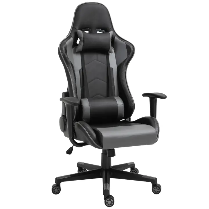 Vinsetto Silla de Oficina Ergonómica, Silla Gaming, Silla Giratoria, Piel Sintética, Espuma, Negro, 67,5 x 74x 126-136 cm - 1