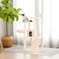 vidaXL Rascador para gatos con postes de sisal 94 cm torre para gatos Color Crema,  Gris claro, y mas - details 0